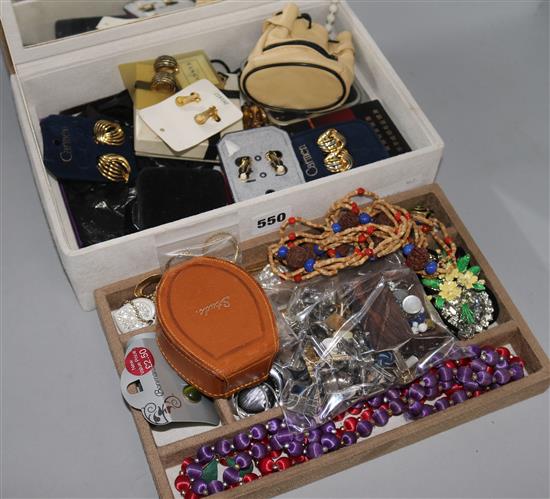 A quantity of costume jewellery and a box
